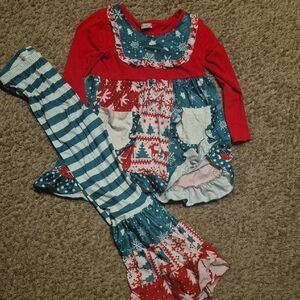 Festive Red and Blue Holiday Outfit